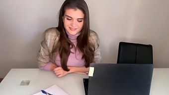 Hot Step Mother Seduces Step Son In The Office, Shows Him Milky Nipples And Makes Big Cock Handjob