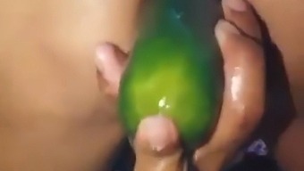 Stepmother Indulges In Anal Play With Large Cucumber And Shares Explicit Footage