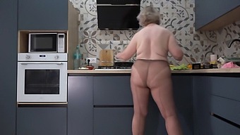 Sexy Wife In Stockings Offers Breakfast Options In The Kitchen