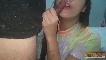 A Dark-Haired Brazilian Bombshell Receives Facial From Her Lover