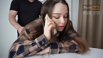 Brunette Teen Gets Off While Talking On The Phone With Pov