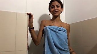 Young Woman Discovers Me Pleasuring Myself In Her Restroom And Graciously Allows Me To Climax On Her Youthful Visage
